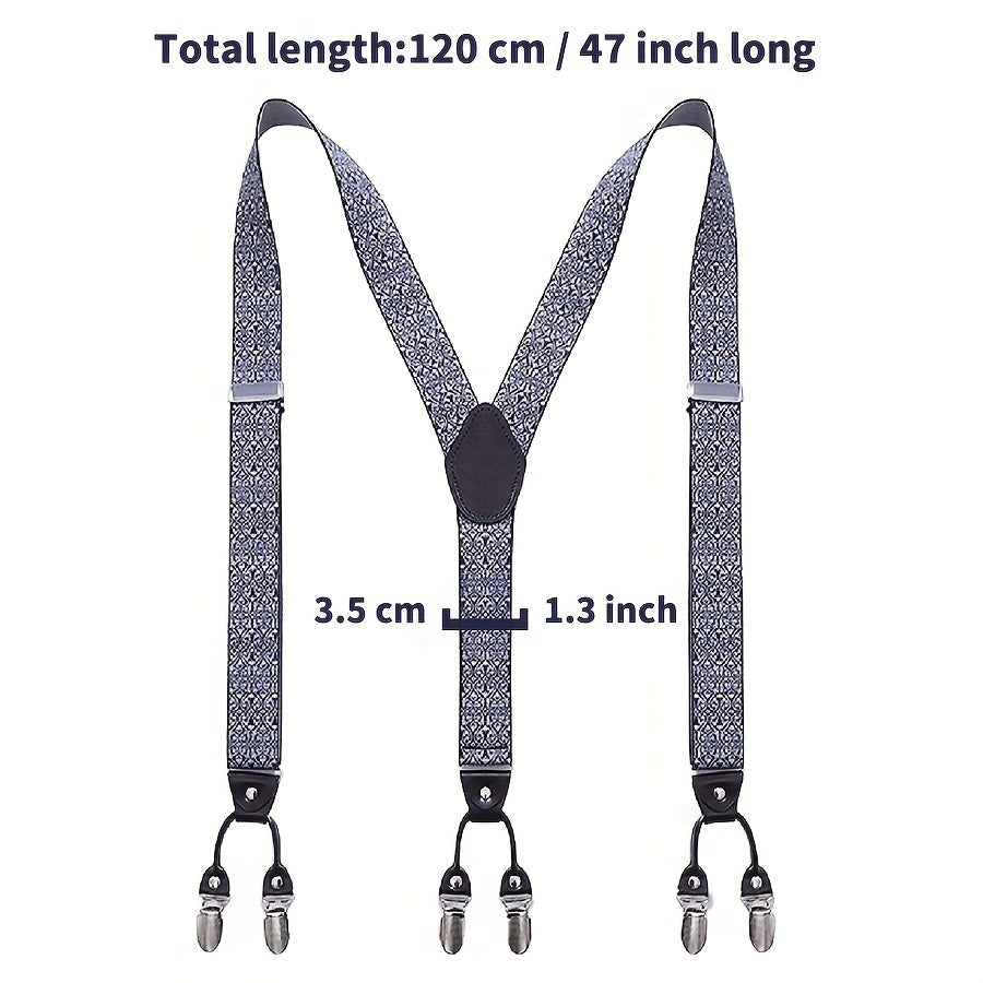 Men's Elastic Adjustable Y Back Clip on Suspenders
