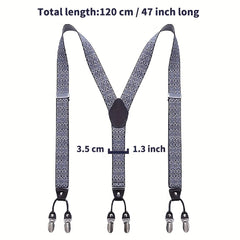 Men's Elastic Adjustable Y Back Clip on Suspenders