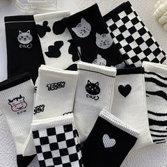 10 Pairs Cartoon Print Socks Women's Stockings