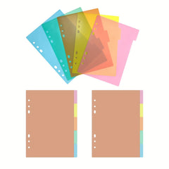 Plastic A5 Binder Index Dividers Multicolor Tabs, 6 Hole Binder