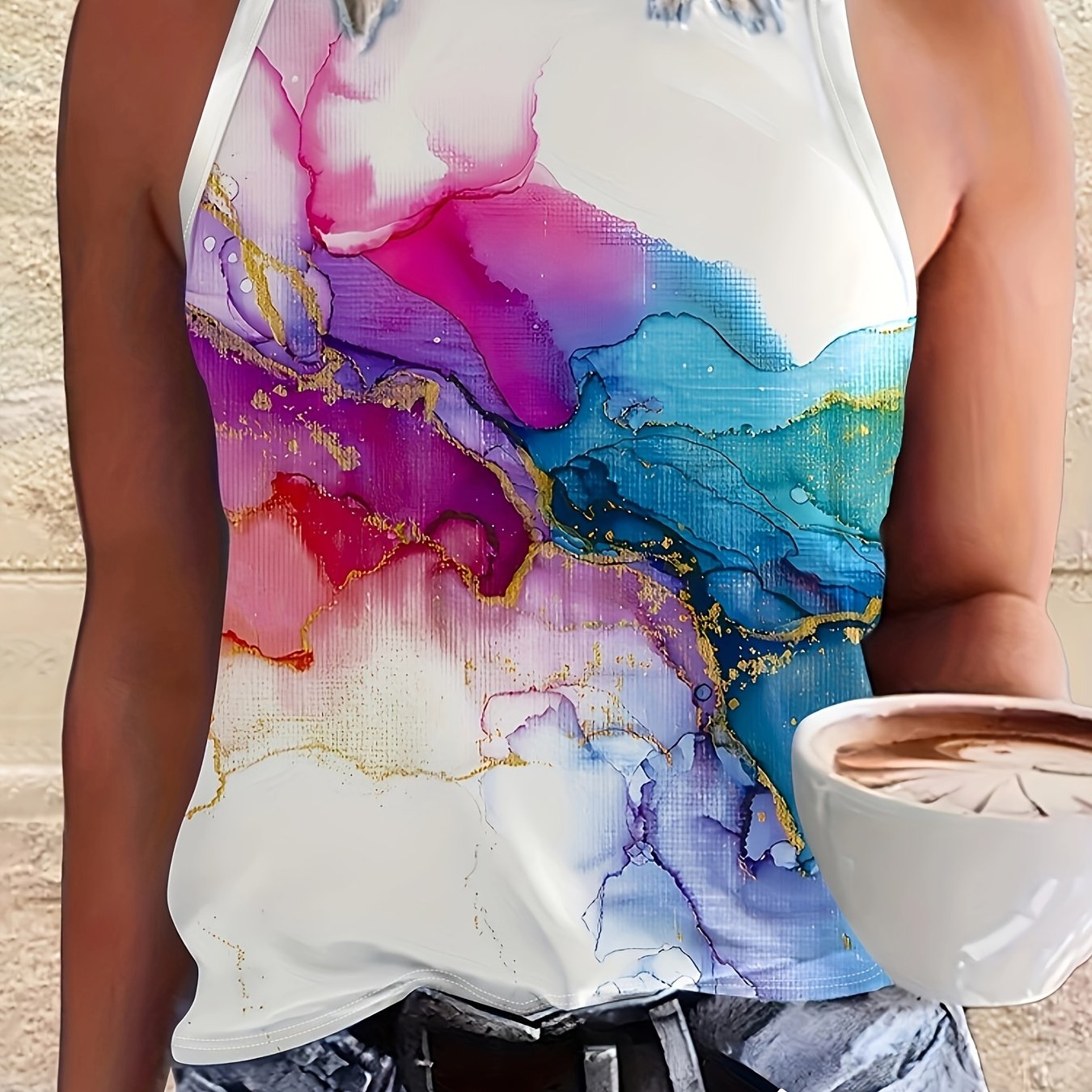 Tie Dye Marble Print Tank Top
