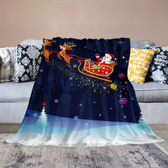 Christmas Elk Santa Blanket Soft Winter Warm Blanket for Home Sofa