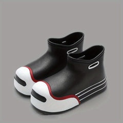 Colorblock Waterproof Ankle Rain Boots Slip On Rubber Water Shoes