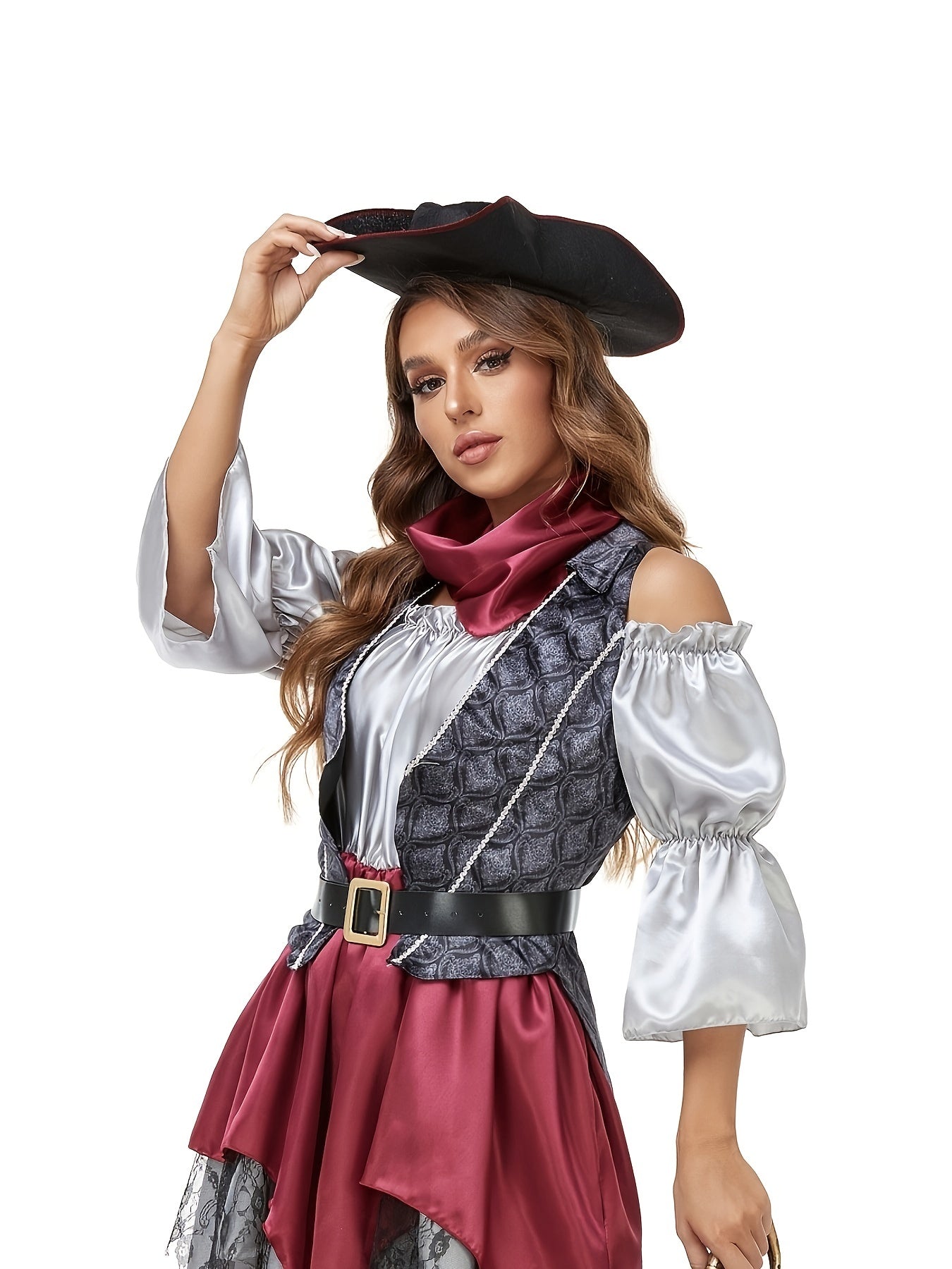 Naughty Pirate Mesh Colorblock Dress Costume
