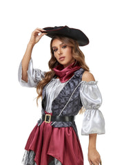Naughty Pirate Mesh Colorblock Dress Costume