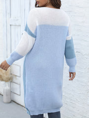 Colorblock Long Sleeve V Neck Cardigan