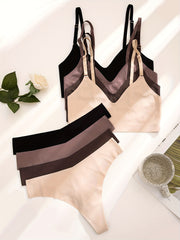 Seamless Bra & Panties Set Wireless Bra & Thong Lingerie Women's Underwear