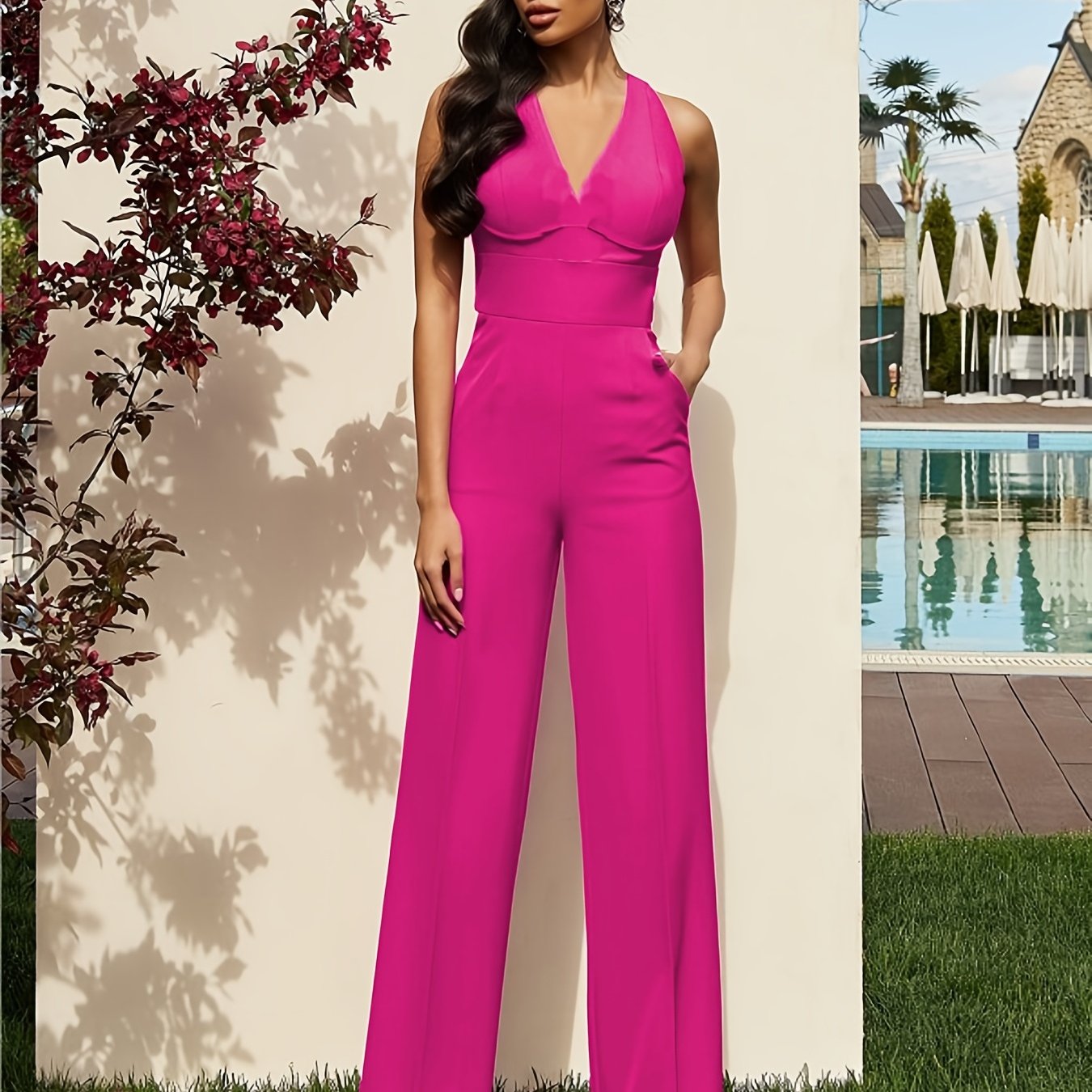 Sexy Sleeveless Plunging Jumpsuit