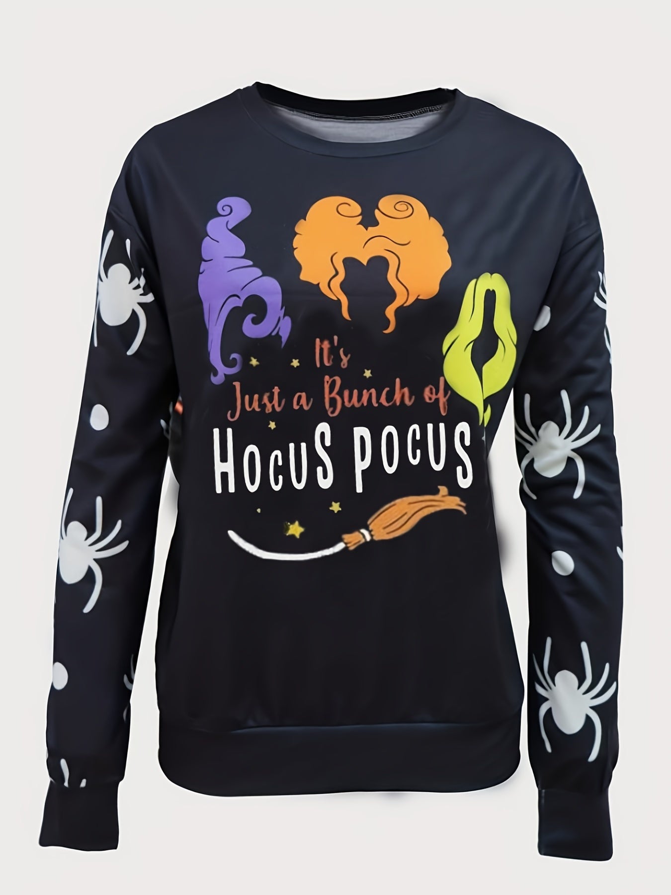 Halloween Graphic Print Sweatshirt Casual Crew Neck Long Sleeve Sweatshirt