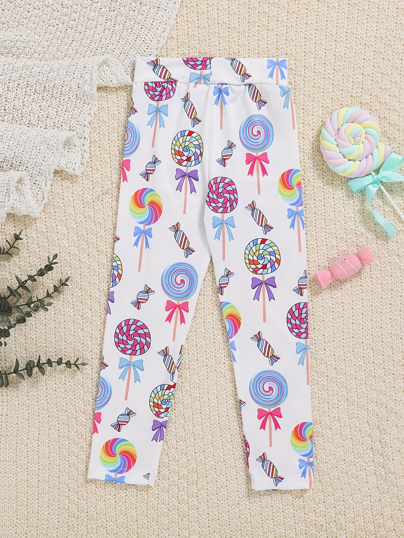 Toddler Girls Lollipop Graphic Athletic Leggings Elastic Waist Yoga Pants