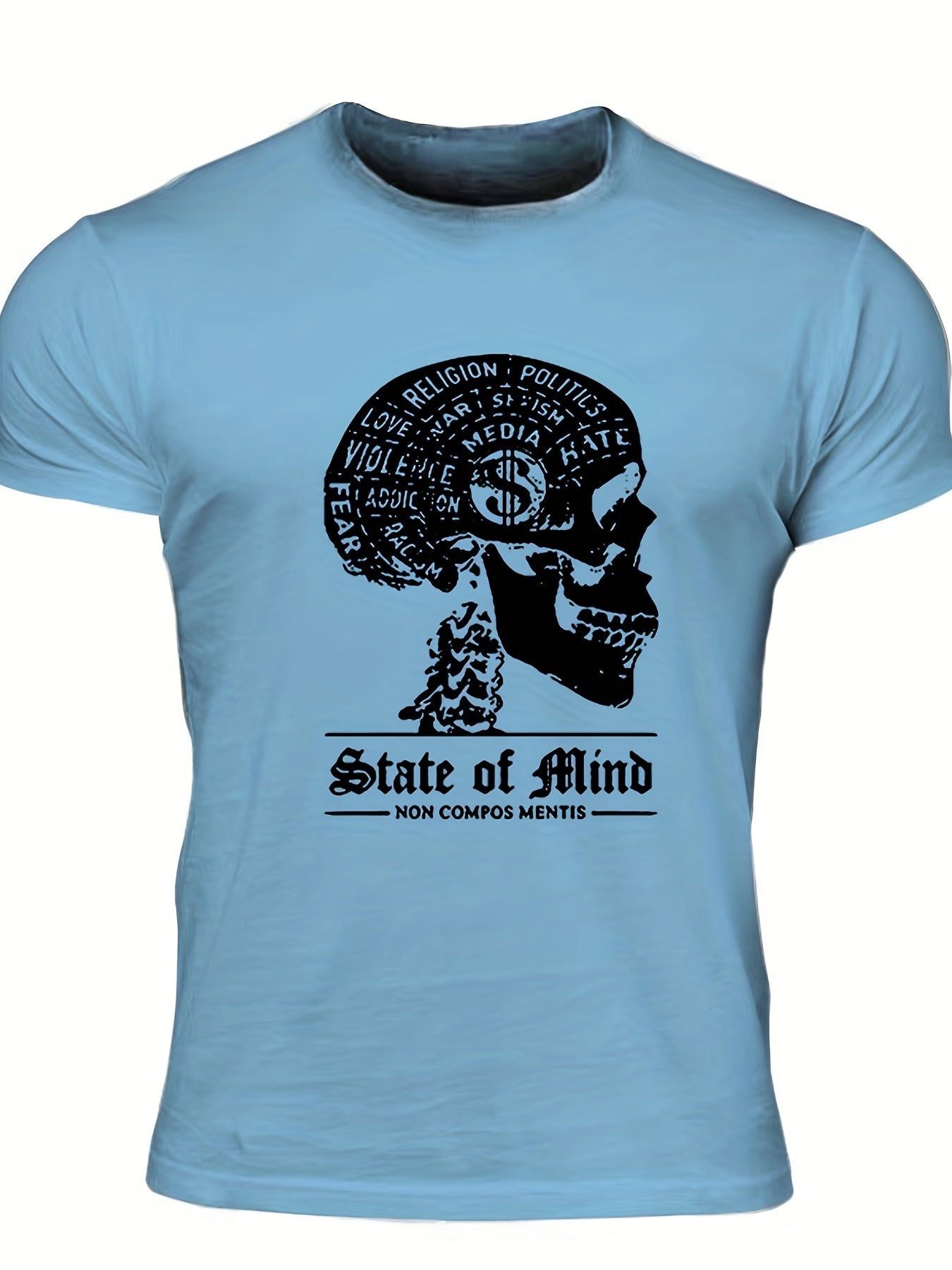 Men's State Of Mind Print T shirt Casual Comfy Tee for Summer