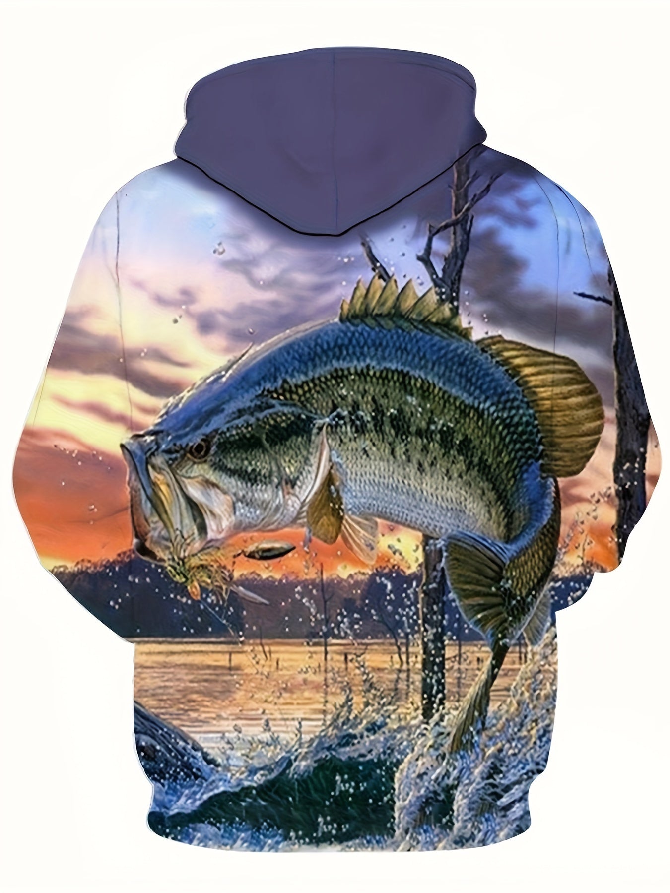 3D Print Fish Hoodie Men's Graphic Pullover Autumn Winter