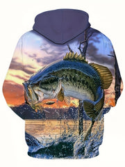 3D Print Fish Hoodie Men's Graphic Pullover Autumn Winter
