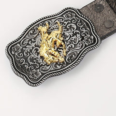 Western Cowboy Belt Retro Horse Pattern Buckle Belts Clothing Accessories