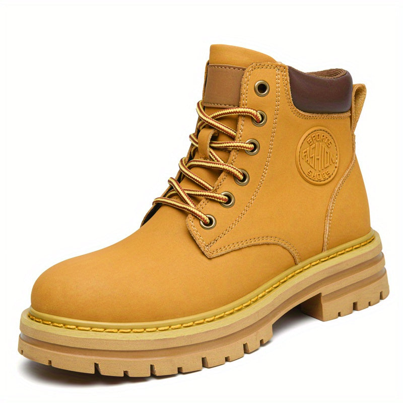 Men's Lace-Up Ankle Boots Padded Collar Casual Walking Shoes