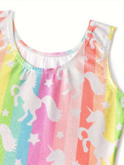 2pcs Unicorn Graphic Gymnastics Suit Hair Ring Set