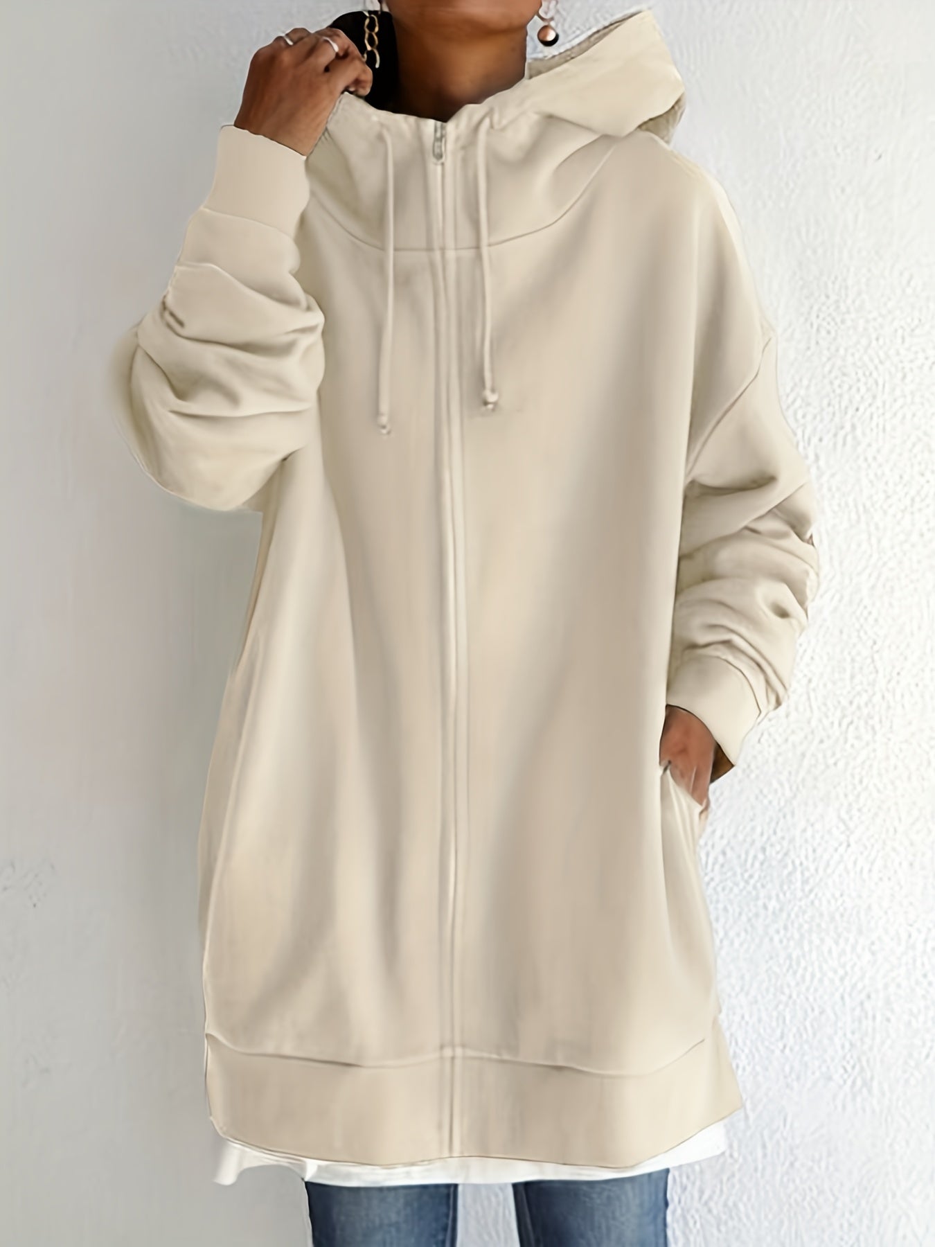 Casual Sports Hooded Zipper Sweatshirs Long Sleeve Drawstring Hoodie