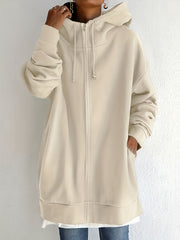 Casual Sports Hooded Zipper Sweatshirs Long Sleeve Drawstring Hoodie