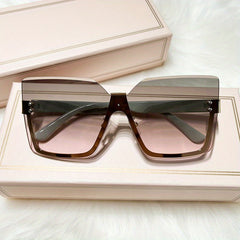 Men's Square Oversized Sunglasses Gradient Lenses Copper Metal Glasses UV400