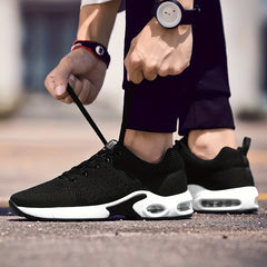 Men's Knit Air Cushioned Lace Up Casual Shoes Lightweight Sneaker