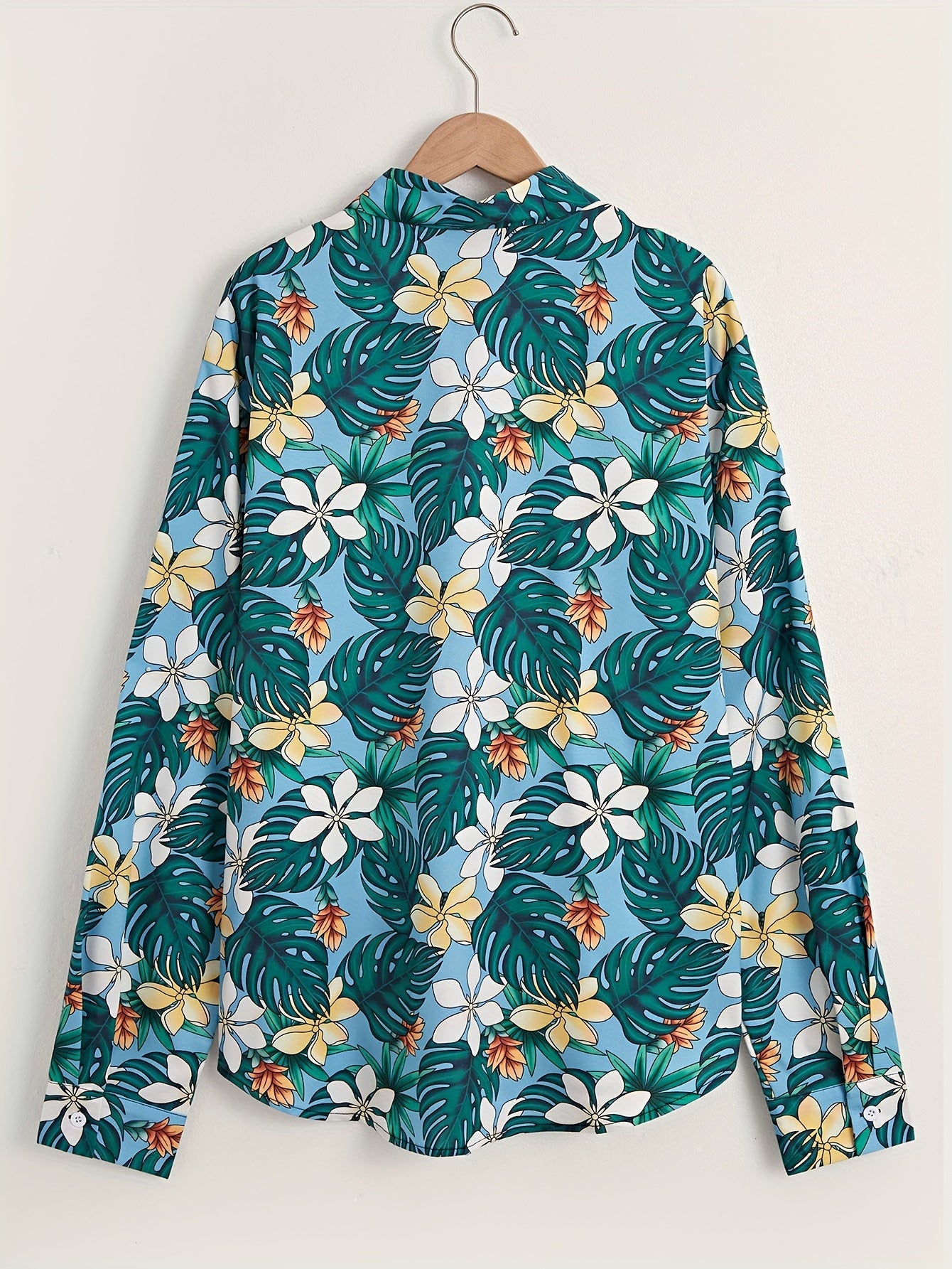 Flower & Leaves Pattern Men's Shirt For Autumn