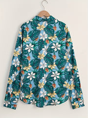 Flower & Leaves Pattern Men's Shirt For Autumn