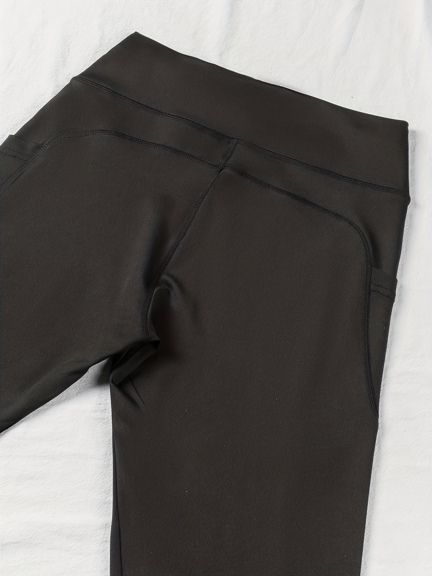 Solid Pipping Fleece High Rise Fitness Leggings