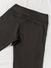Solid Pipping Fleece High Rise Fitness Leggings