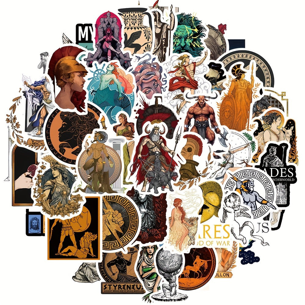 50pcs Greek Mythology Aesthetics Sticker for Laptops Cars Phones Guitars Helmets