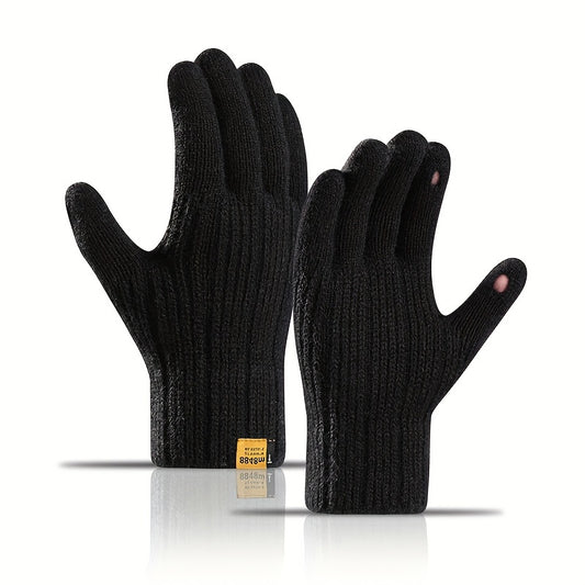 Winter Velvet Lining Warm Gloves Touch Screen Knitted Gloves