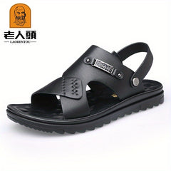 LAORENTOU Men's Faux Leather Non Slip Sandals