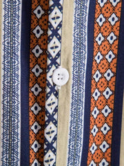 Ethnic Style Stripe Print Men's Casual Short Sleeve Shirt