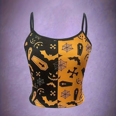 Colorblock Graphic Print Halloween Cami Top
