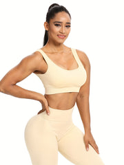 Ribbed Yoga Set: Sports Bra & High Waist Shorts