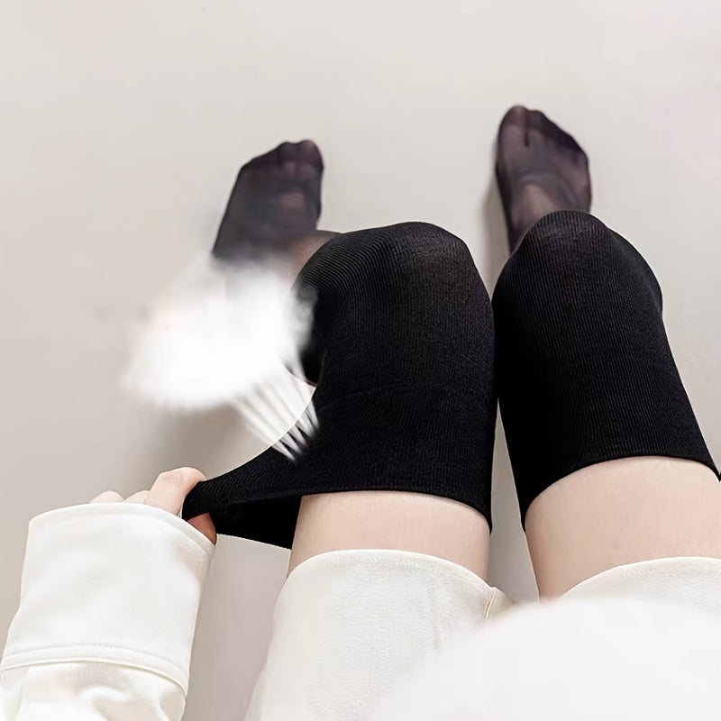 3 Pairs Contrast Mesh Over The Knee Socks Women's Stockings