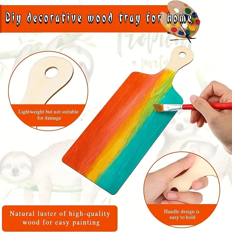 8pcs Mini Wooden Cutting Board With Handle & Ropes