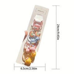 10pcs Rainbow Hair Ties Girls Hair Accessories Crown Flowers Fruits Bow Knot