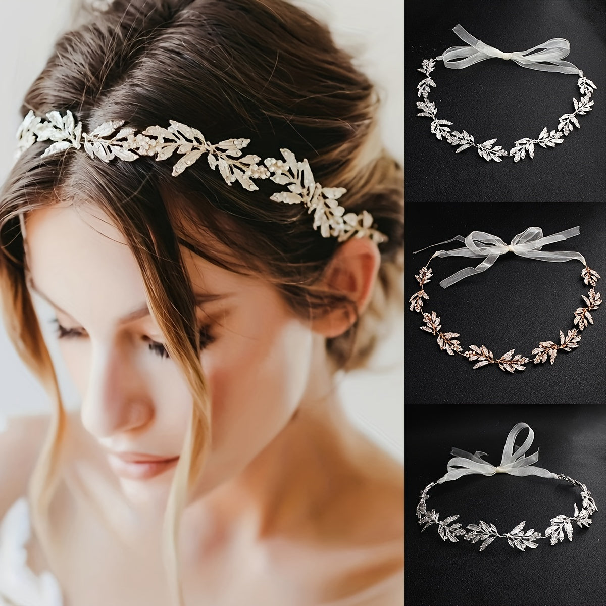Rhinestone Headband Leaf Shape Hair Accessories