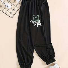 Graffiti Letter Print Boys Sweatpants Quick Drying Jogger Sports Pants