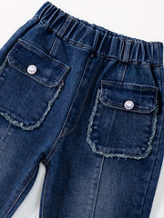Girl's Flared Jeans with Bowknot - Youth Casual Clothing