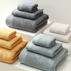 3pc Cotton Towel Set Soft & Absorbent Bathroom Towels