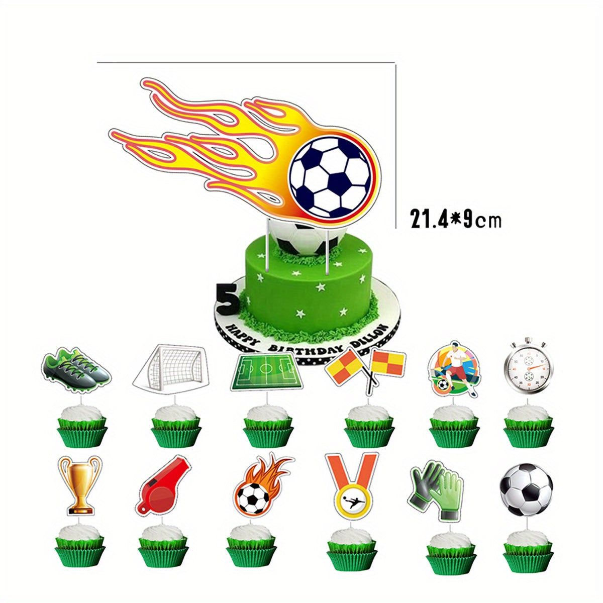 13pcs Football Sports Themed Cupcake Decorations for Birthday Party