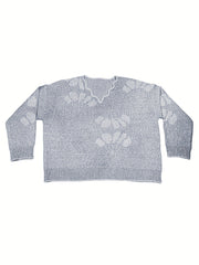 Jacquard Wavy V Neck Casual Sweater