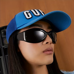 Y2K Wrap Around Sunglasses Unisex Cyberpunk Mirror Lens Glasses