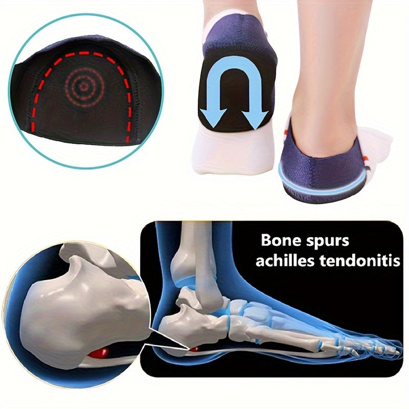 2 Pairs Silicone Heel Sleeve Plantar Fascia Heel Warmth Gel Protective Sleeve