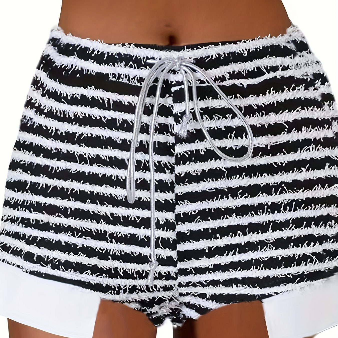 Striped Side Split Drawstring Shorts Women's Sexy Shorts