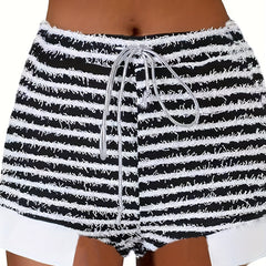 Striped Side Split Drawstring Shorts Women's Sexy Shorts