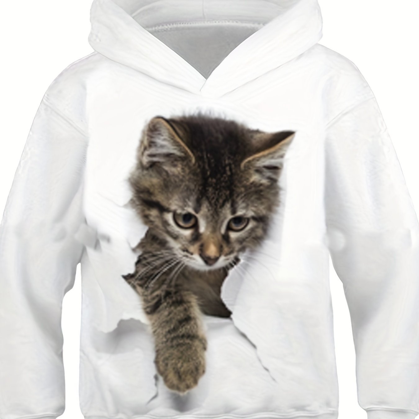 Spring Cat Print Hooded Sweatshirt Boy's Hoodie 3-14Y Kids