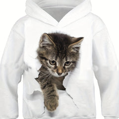 Spring Cat Print Hooded Sweatshirt Boy's Hoodie 3-14Y Kids