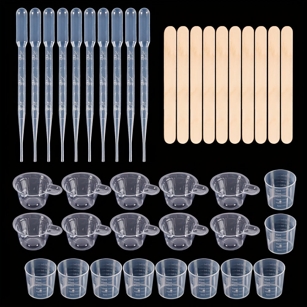 40-Piece Resin Casting Tools Kit - Measuring Cups, Droppers, Wooden Sticks